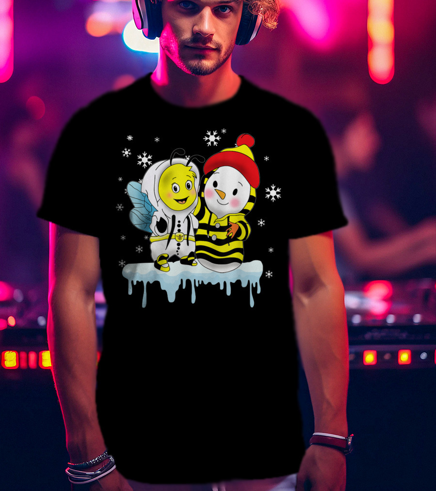Snowman And Bee Holiday Friendship T-Shirt