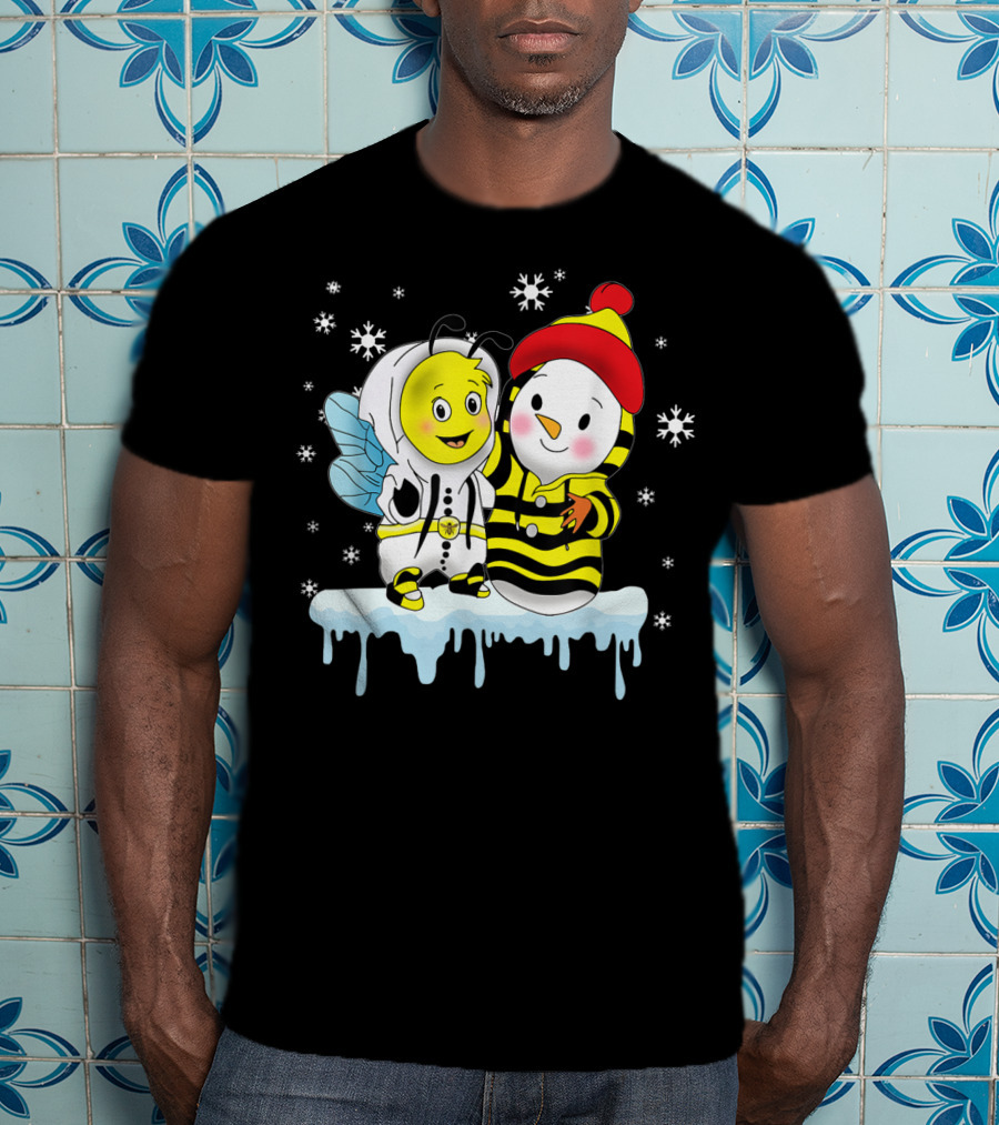 Snowman And Bee Holiday Friendship T-Shirt