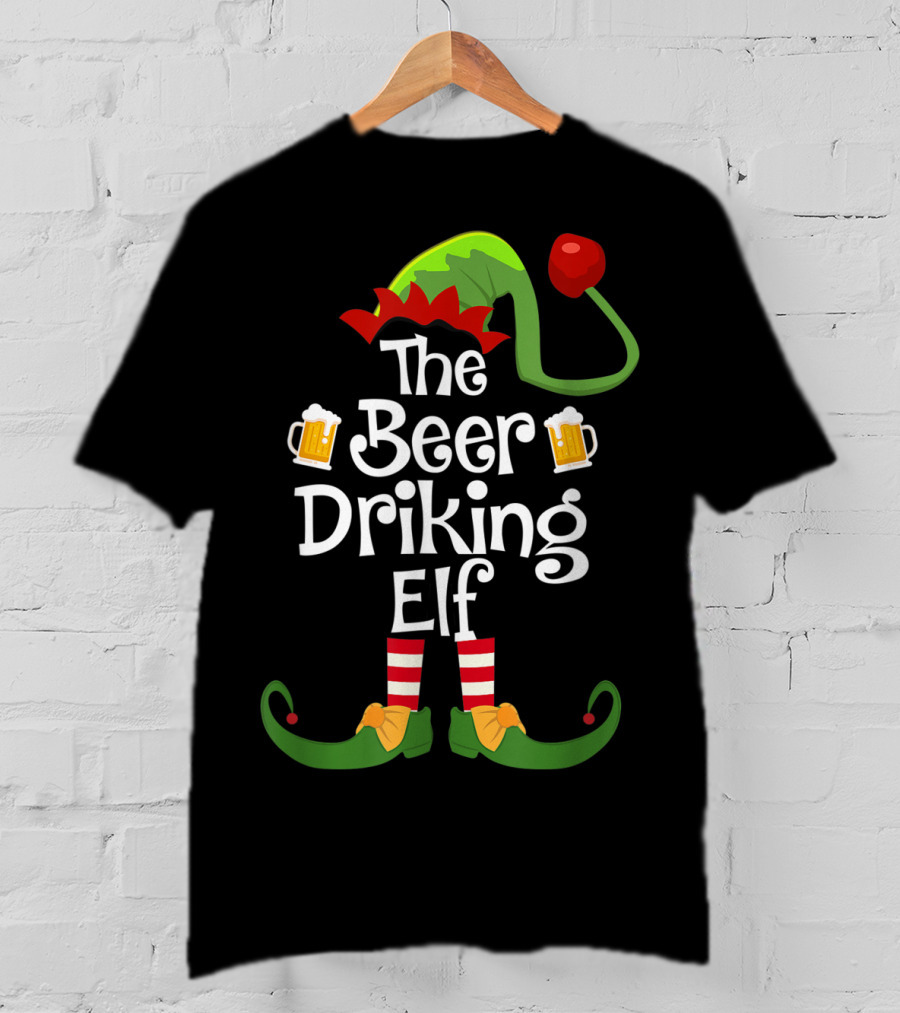 The Beer Drinking Elf Matching Family Group Christmas T-Shirt