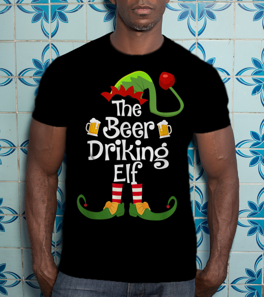 The Beer Drinking Elf Matching Family Group Christmas T-Shirt