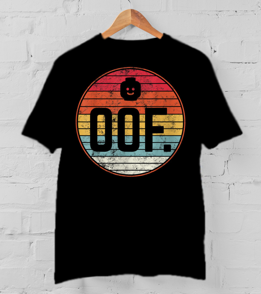Big Oof Gaming Funny Dank Noob Gamer Retro OOF With Blockhead T-Shirt