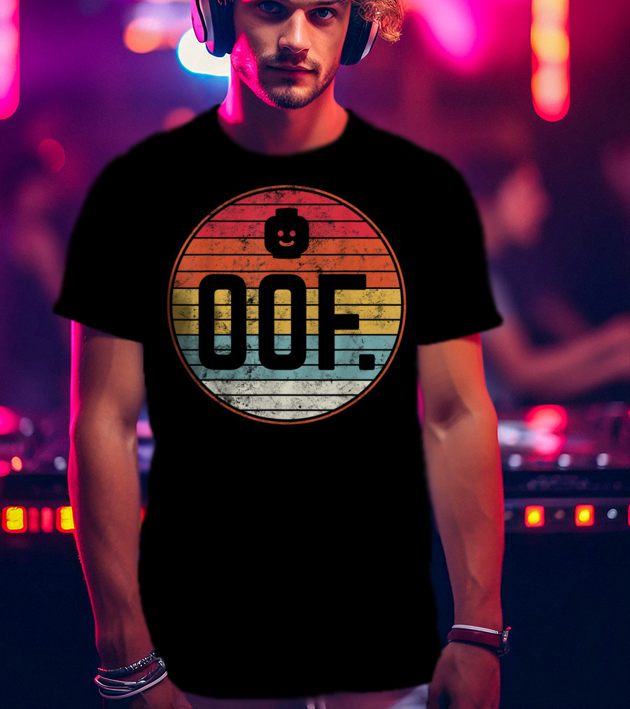 Big Oof Gaming Funny Dank Noob Gamer Retro OOF With Blockhead T-Shirt