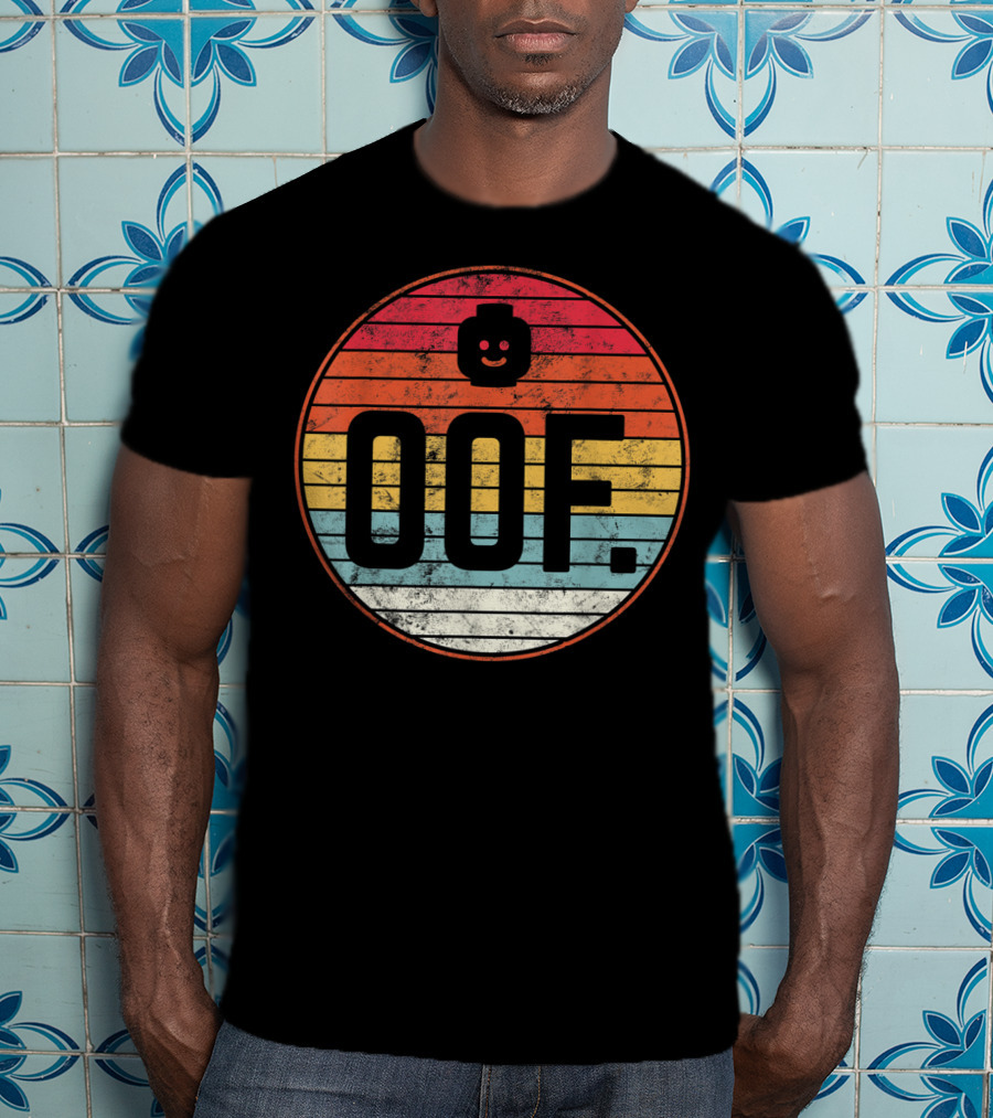 Big Oof Gaming Funny Dank Noob Gamer Retro OOF With Blockhead T-Shirt