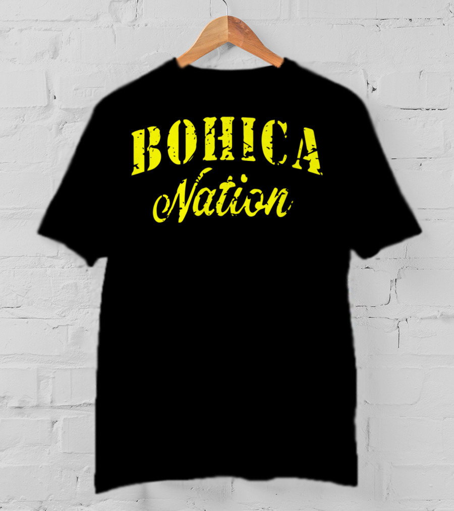 BOHICA Nation Military Style Stencil Font Vintage Distressed Look T-Shirt