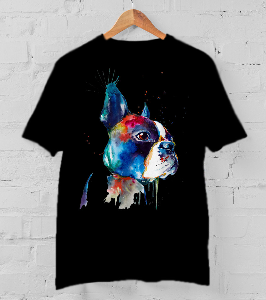 Boston Terrier Watercolor Funny Dog Breed Boston Terrier T-Shirt