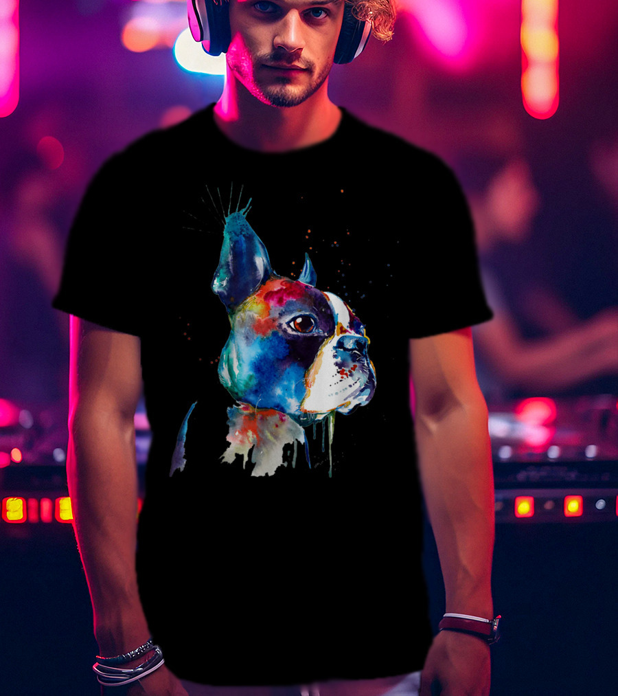 Boston Terrier Watercolor Funny Dog Breed Boston Terrier T-Shirt