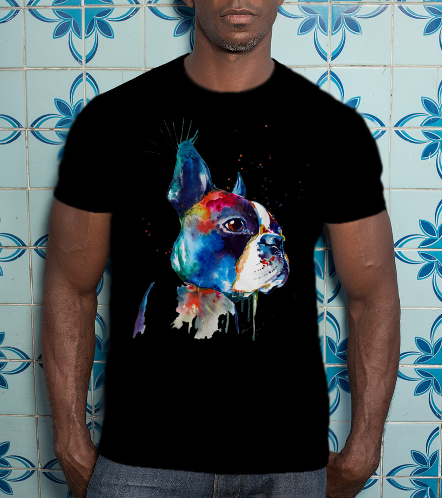 Boston Terrier Watercolor Funny Dog Breed Boston Terrier T-Shirt