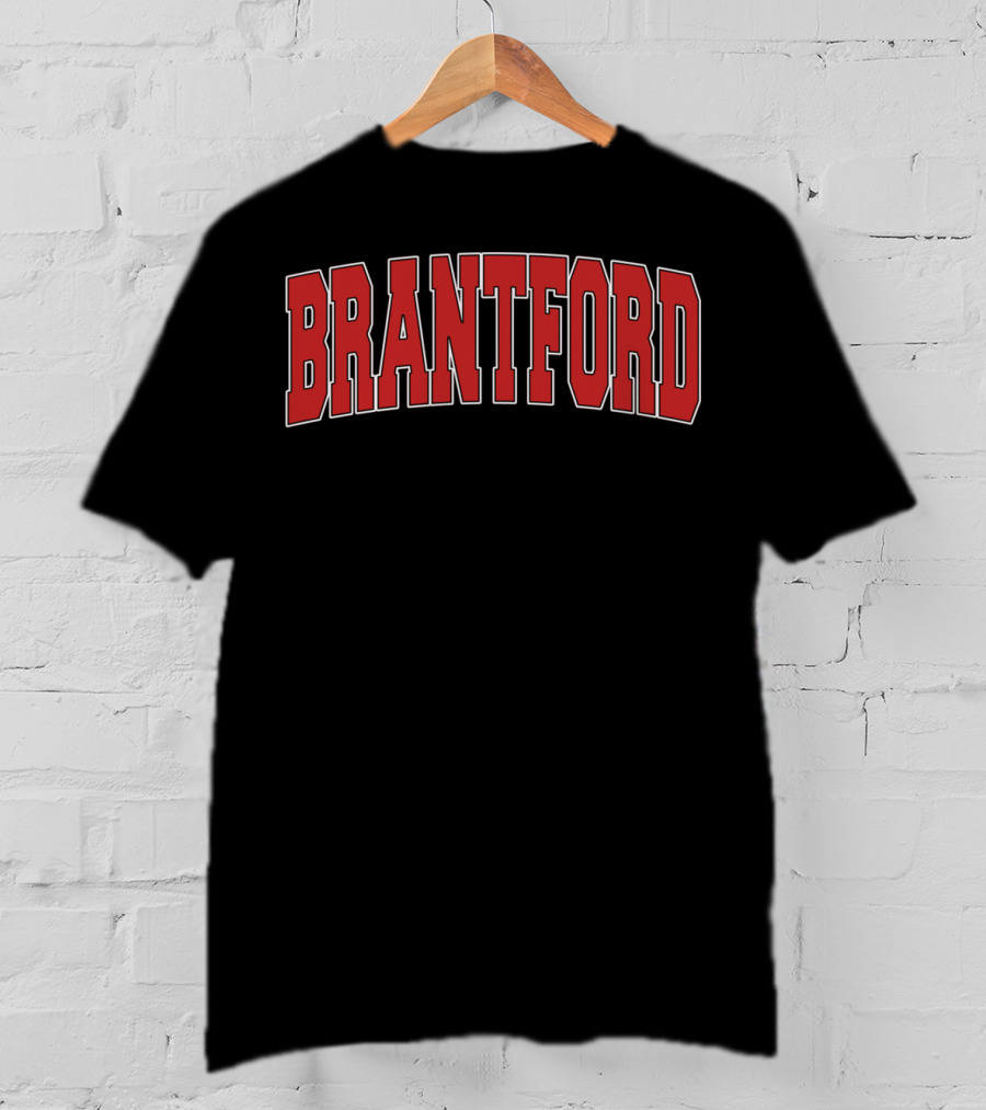 Brantford Canada Varsity Style Red Block Lettering T-Shirt