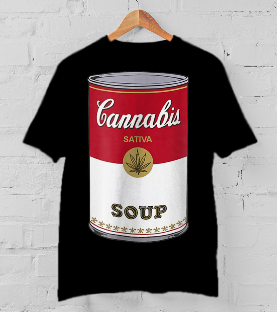 Cannabis Sativa Soup Can With Red And White T-Shirt