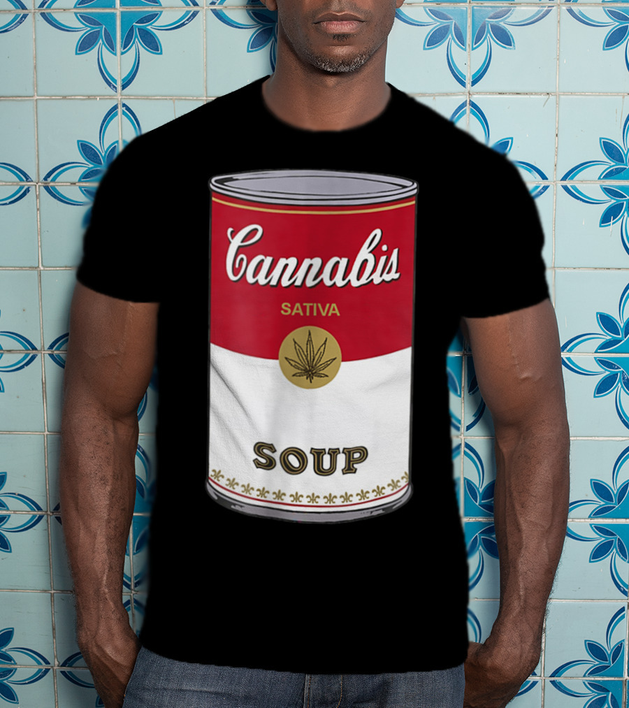Cannabis Sativa Soup Can With Red And White T-Shirt