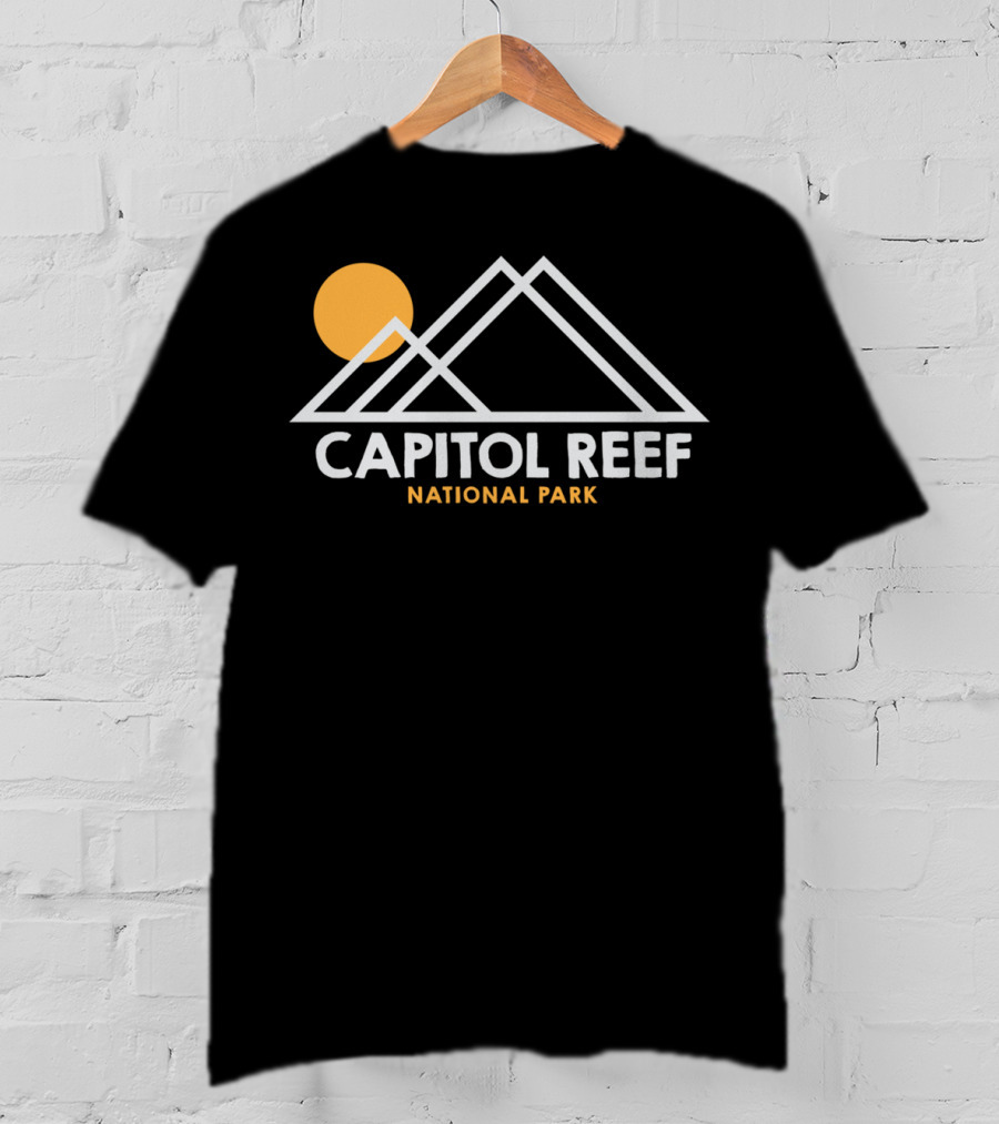 Capitol Reef National Park Utah Outline Sun And Mountains T-Shirt