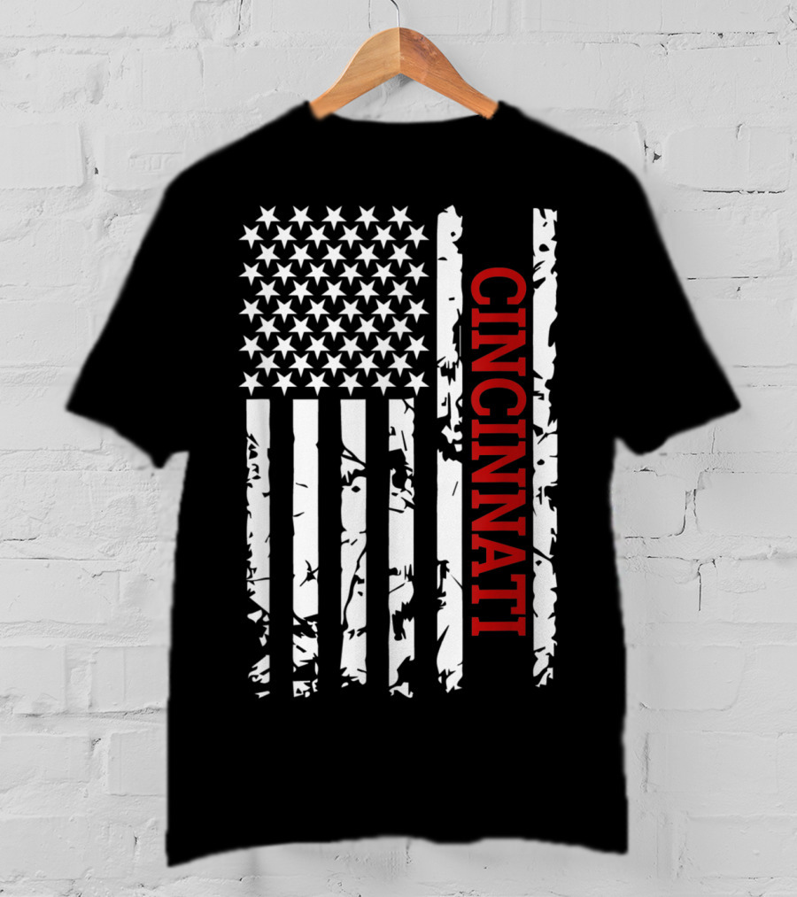 Cincinnati American Flag Grunge T-Shirt