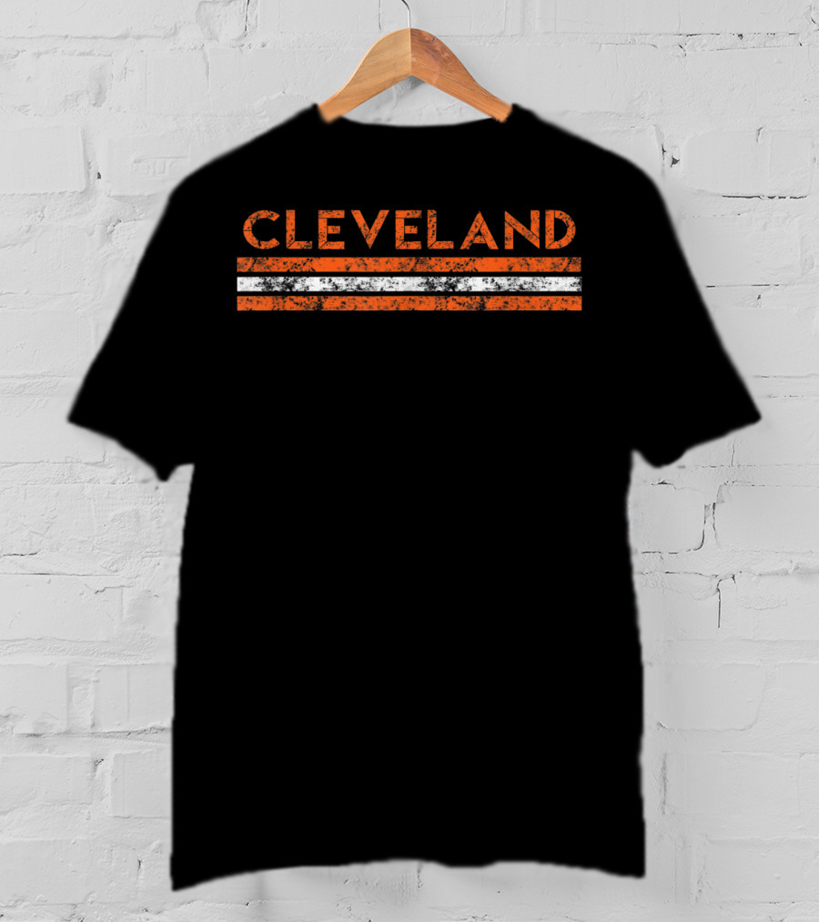 Cleveland Ohio Vintage Weathered Orange Stripes T-Shirt