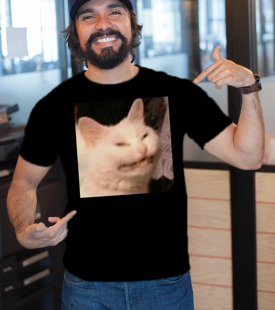 Confused Laughing Cat Meme Expression T-Shirt