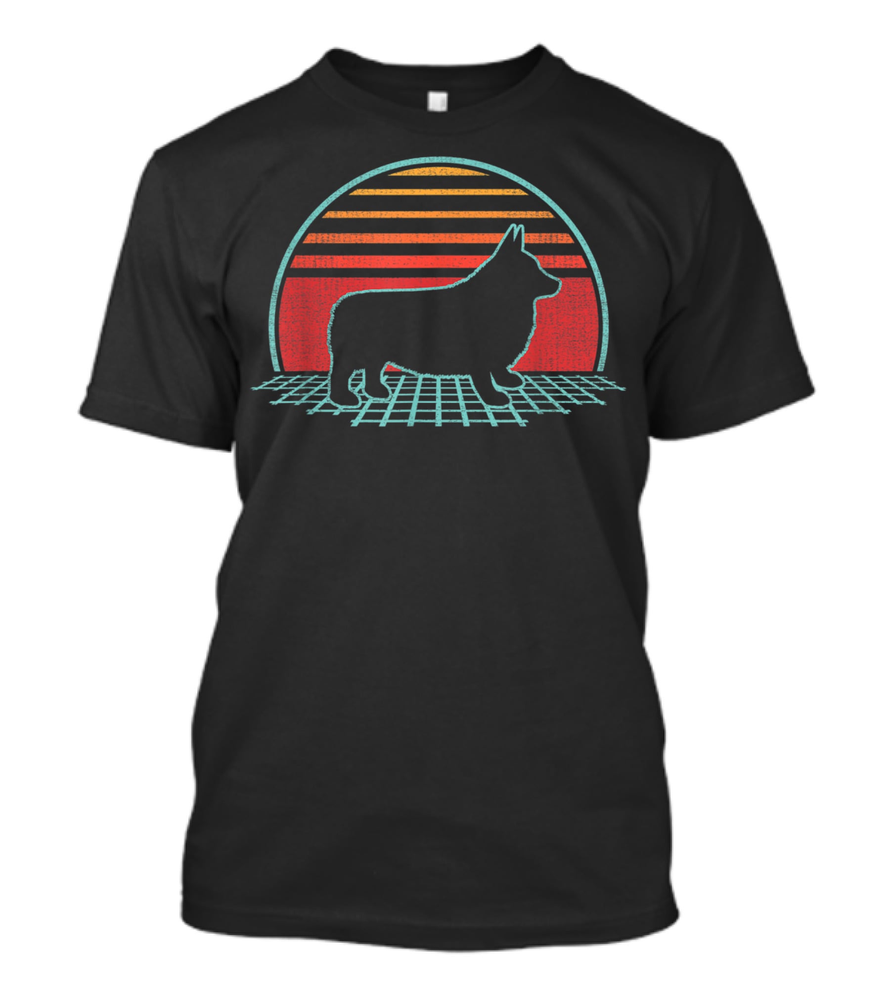 Corgi Vintage Pembroke Welsh 80S Style Retro Sunset T-Shirt