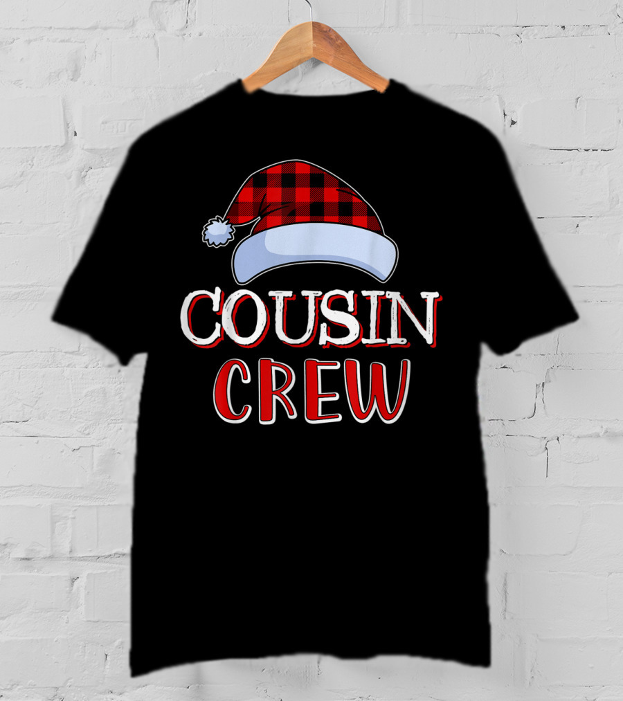 Cousin Crew Red Plaid Hat Holiday Family T-Shirt