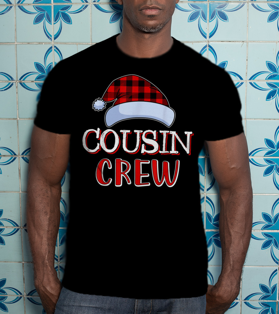 Cousin Crew Red Plaid Hat Holiday Family T-Shirt