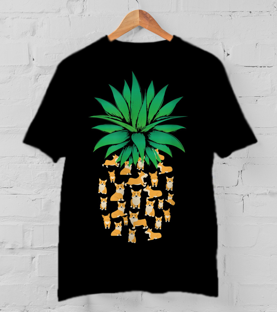 Cute Pembroke Welsh Corgi Pineapple Dogs T-Shirt
