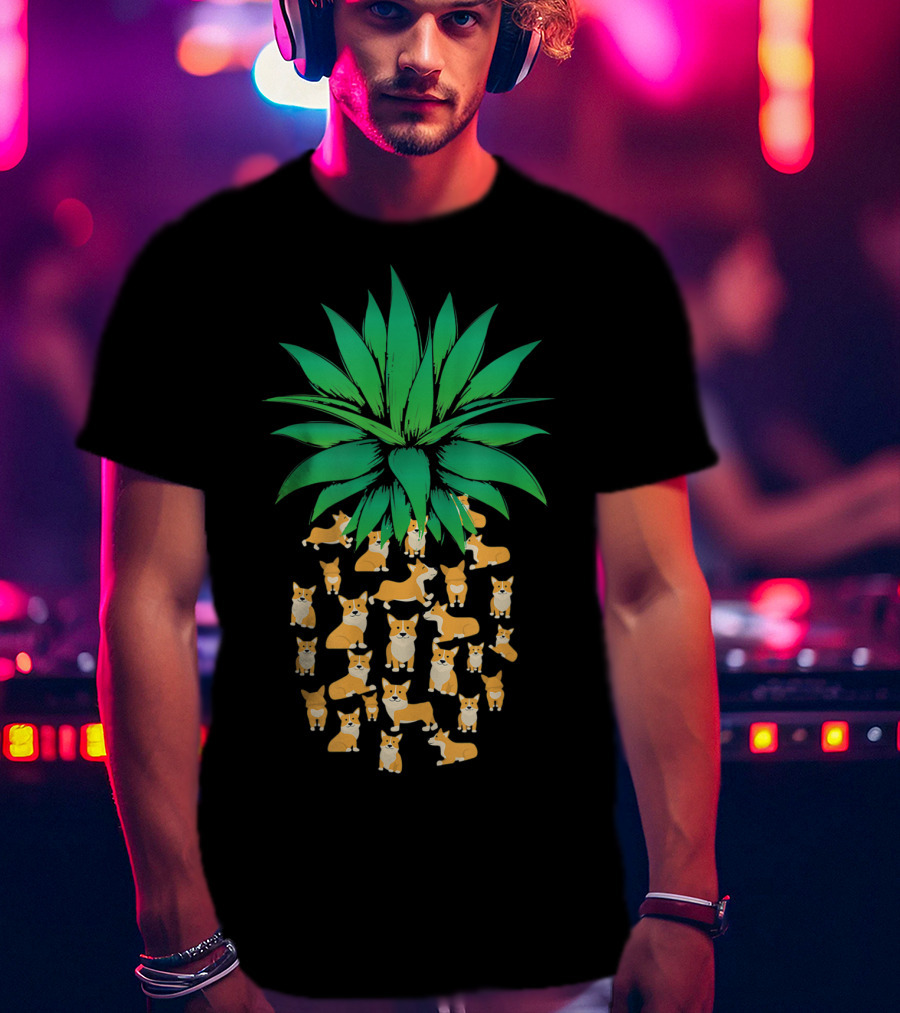 Cute Pembroke Welsh Corgi Pineapple Dogs T-Shirt