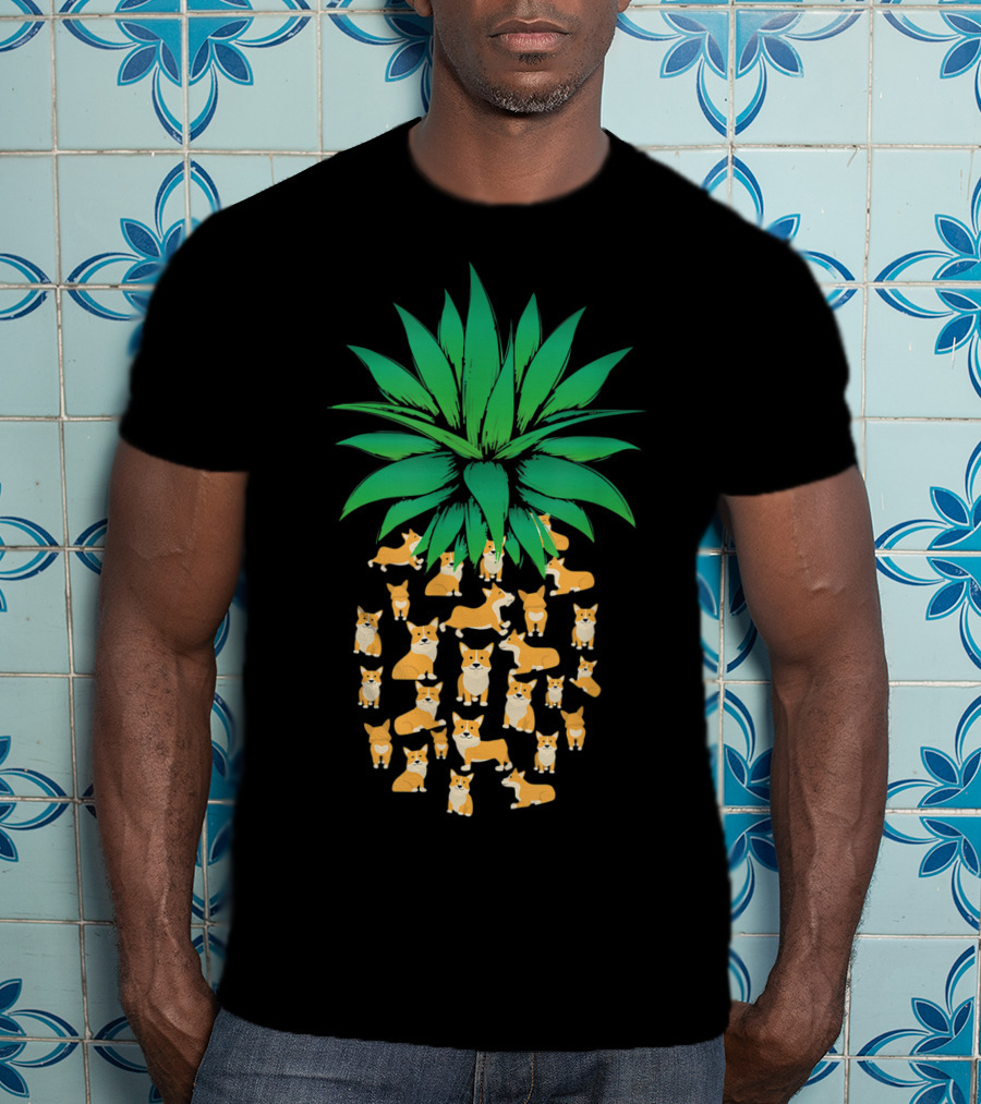 Cute Pembroke Welsh Corgi Pineapple Dogs T-Shirt