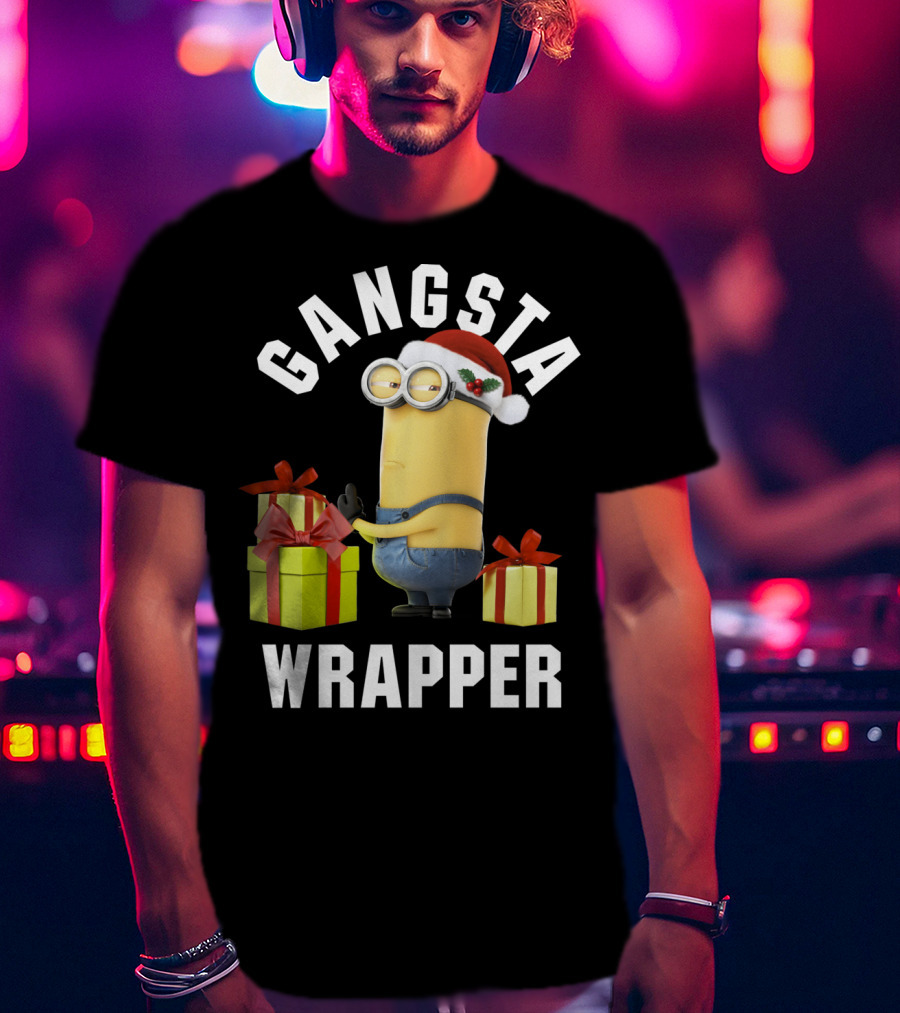 Despicable Me Minions Gangsta Wrapper Santa Holiday T-Shirt