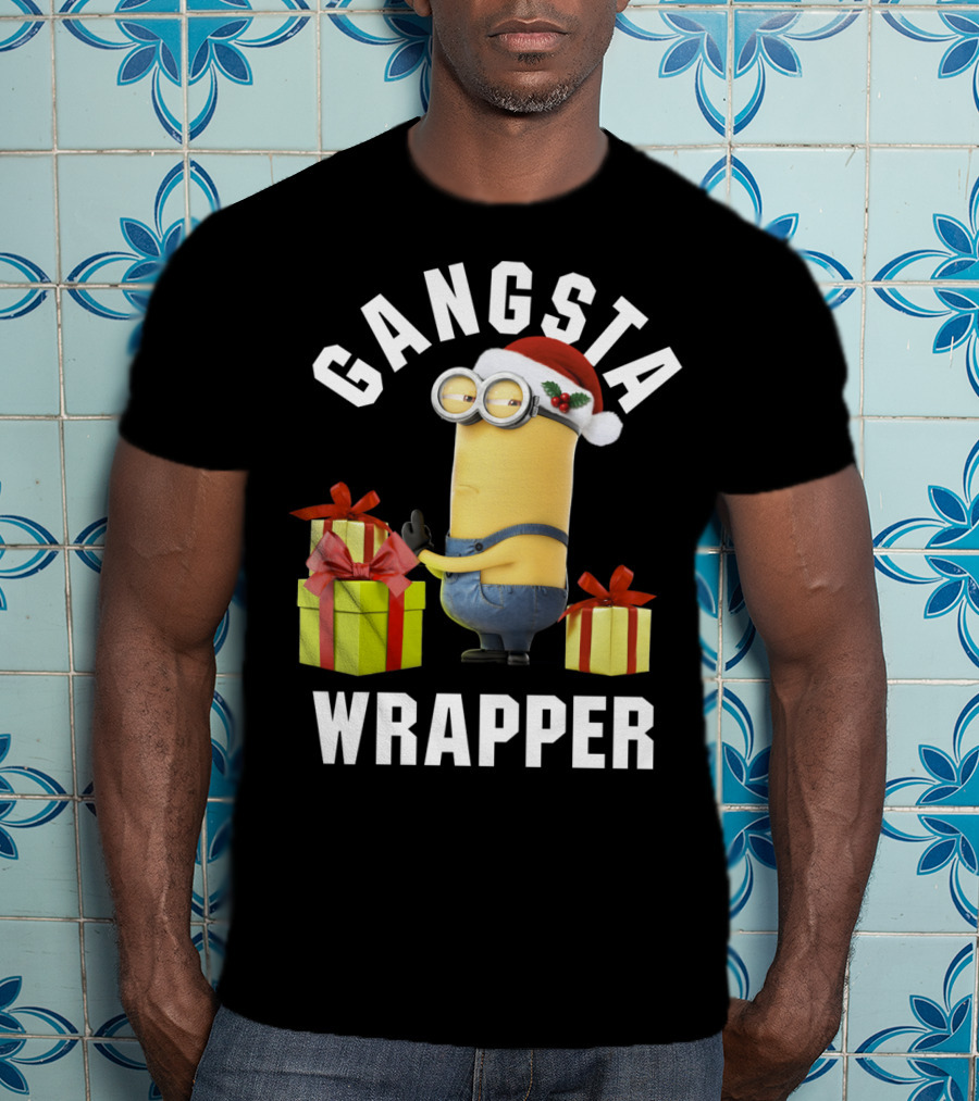 Despicable Me Minions Gangsta Wrapper Santa Holiday T-Shirt