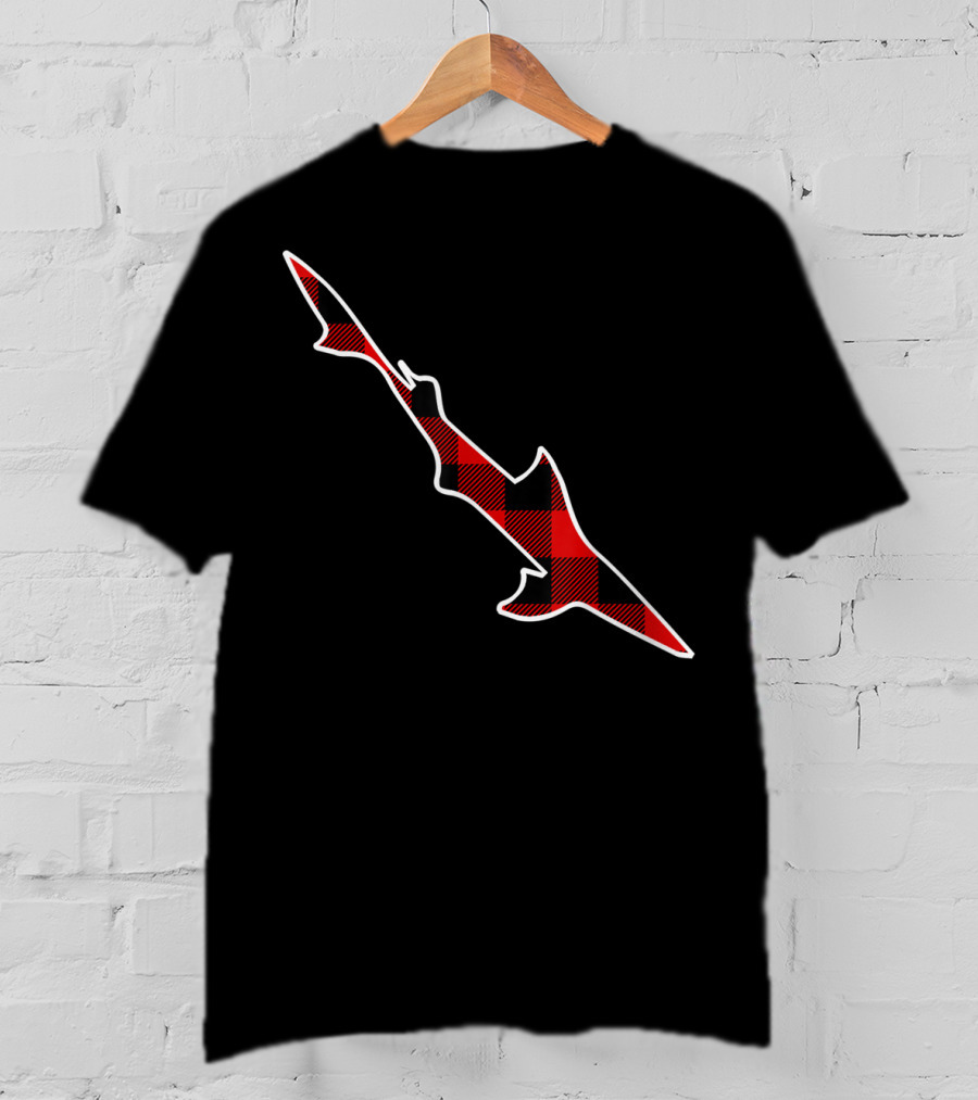 Dogfish Red Buffalo Plaid Shark Silhouette Spurdog T-Shirt