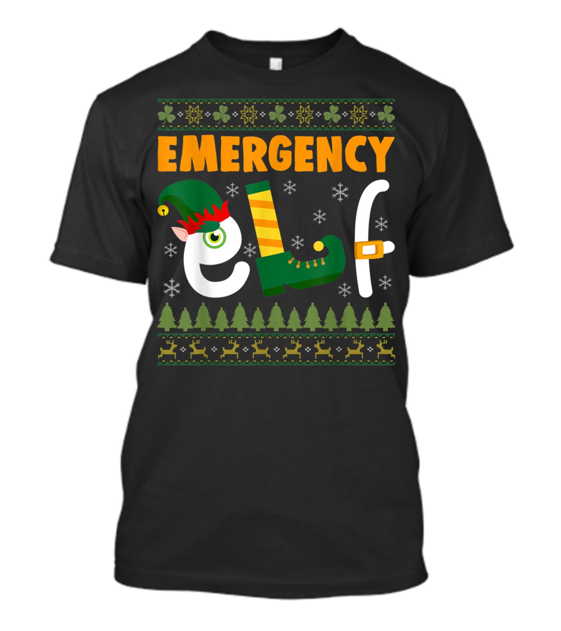 Emergency Elf Christmas Sweater With Festive T-Shirt