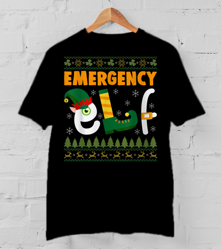 Emergency Elf Christmas Sweater With Festive T-Shirt