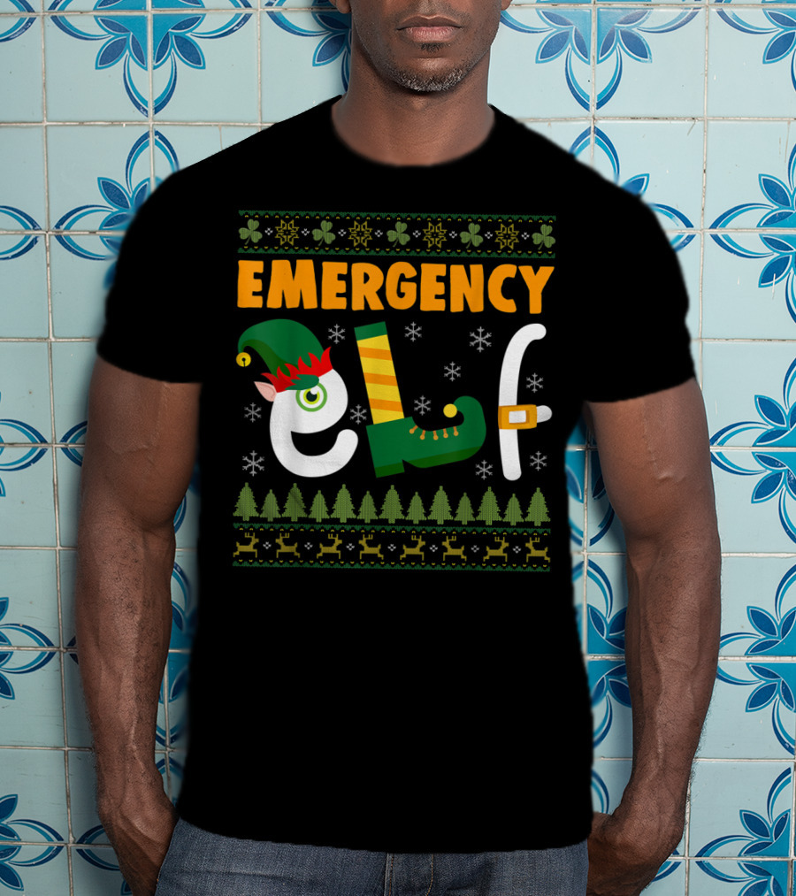 Emergency Elf Christmas Sweater With Festive T-Shirt