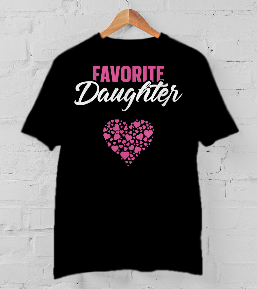 FAVORITE DAUGHTER Heart Pattern Mother's Day T-Shirt