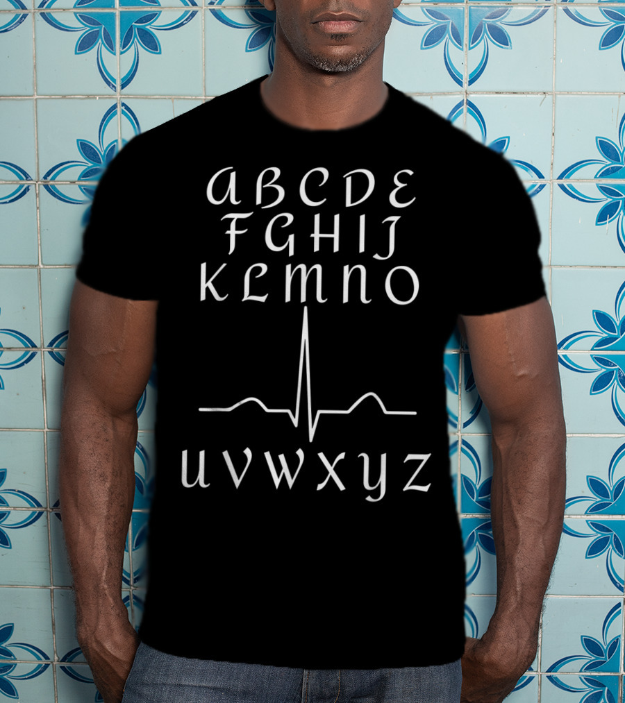 Funny Ekg Ecg Nurse Alphabet Letters Nursing Heartbeat T-Shirt