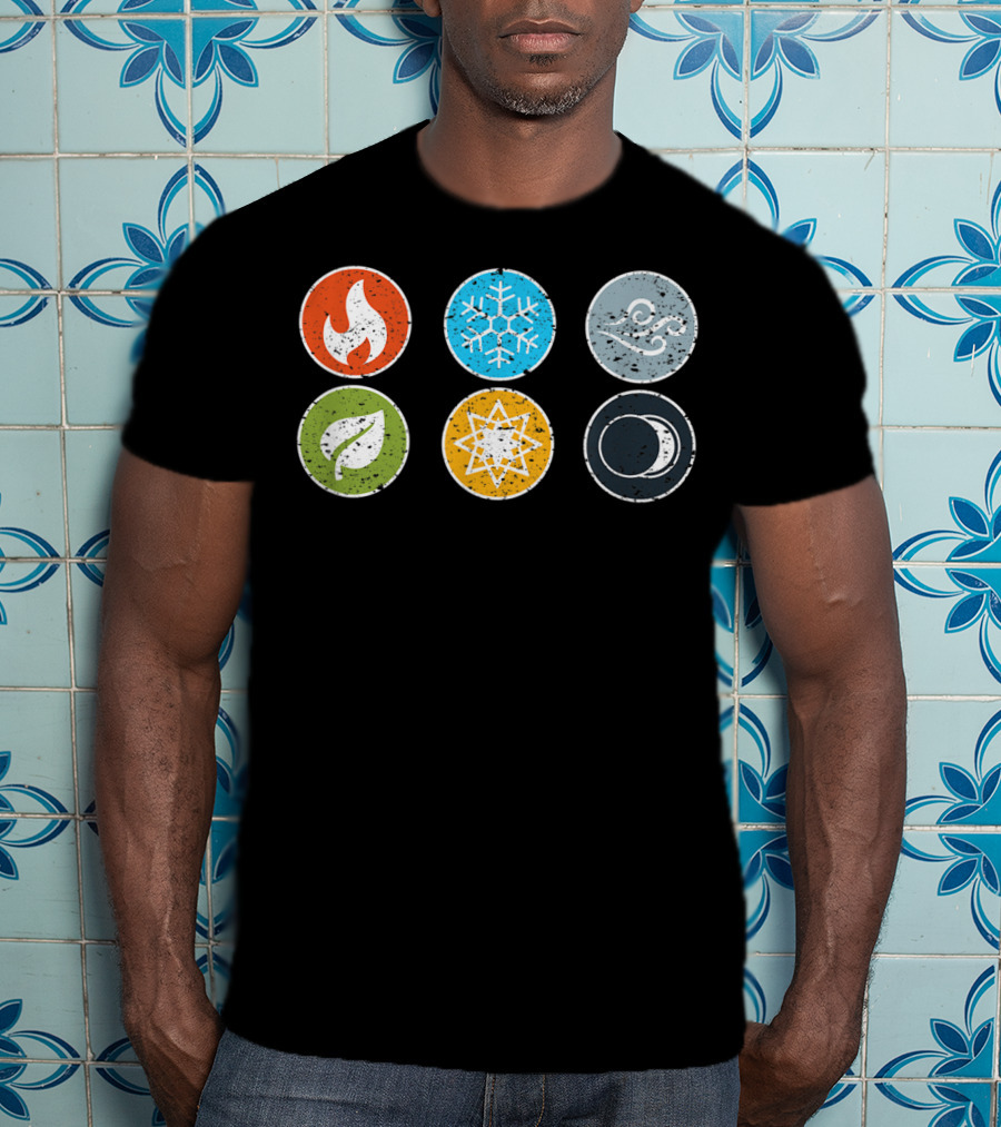 Gloomhaven Elements Symbol Fire Ice Air Earth Nature Light Dark T-Shirt