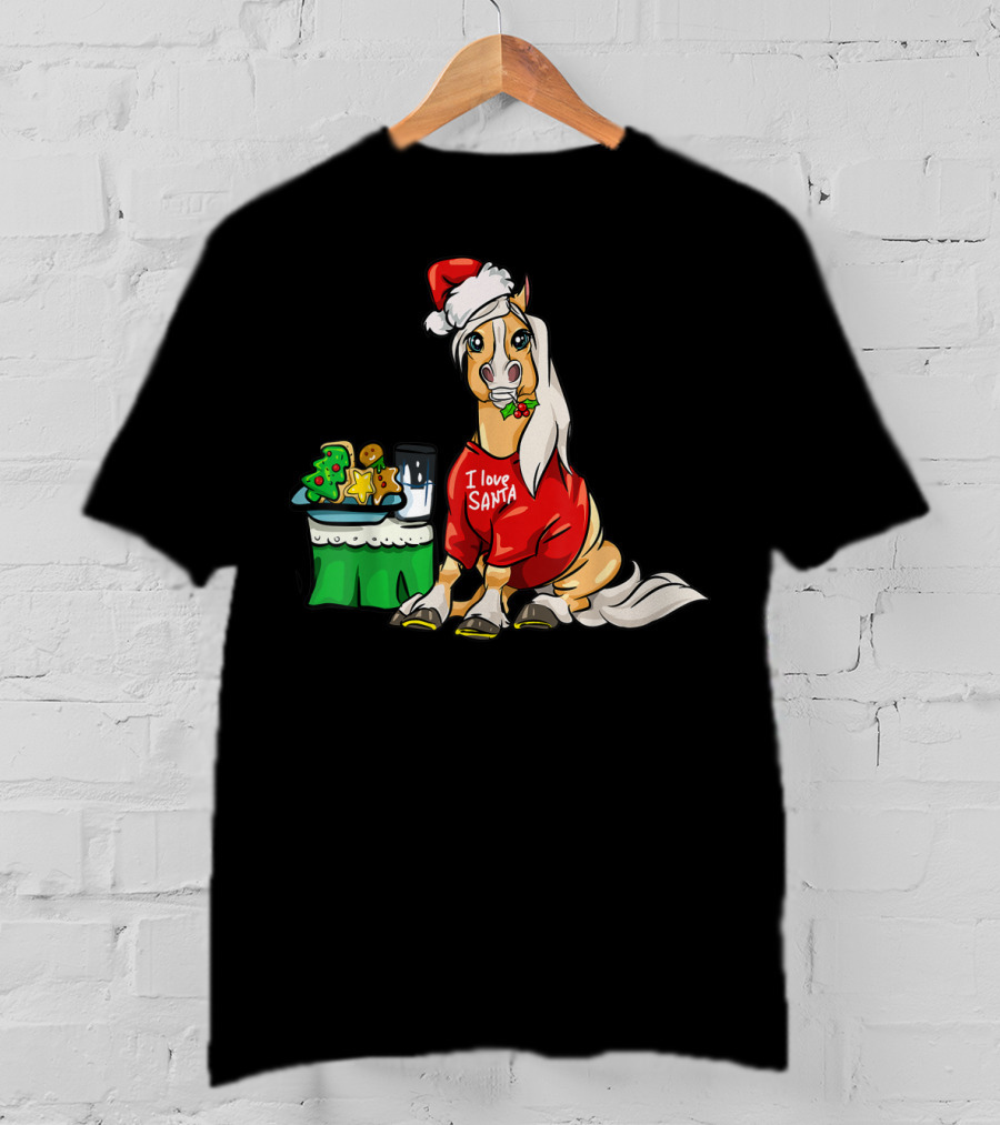 Haflinger Horse I Love Santa Christmas Cookies And Milk Holiday T-Shirt