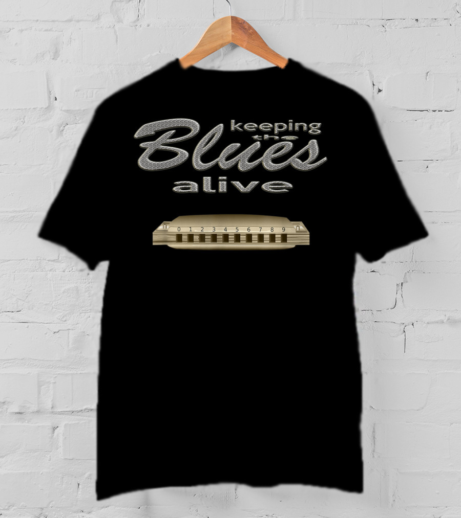Keeping The Blues Alive Harmonica Jazz Harp T-Shirt