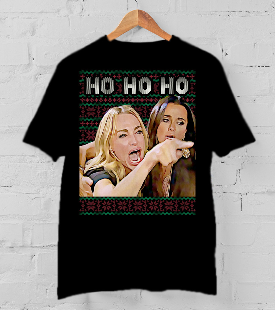 Ho Ho Ho Woman Yelling At Cat Meme Christmas T-Shirt
