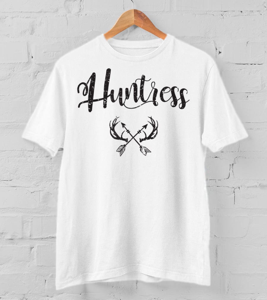 Huntress Womens Archery With Antlered Arrow Crossed T-Shirt