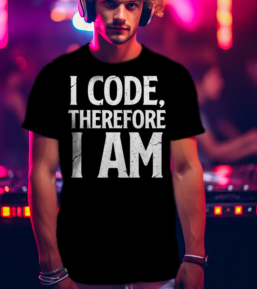 I Code Therefore I Am Funny Computer Programmer T-Shirt