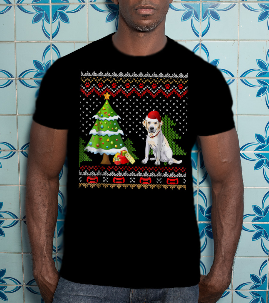Labrador Santa Christmas UglyDog Sweater With Holiday Tree And Gifts T-Shirt