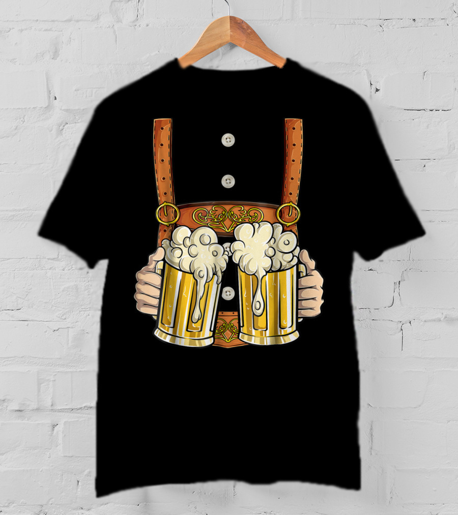 Lederhosen Costume Oktoberfest Men Prost Beer Cheers ZZ T-Shirt