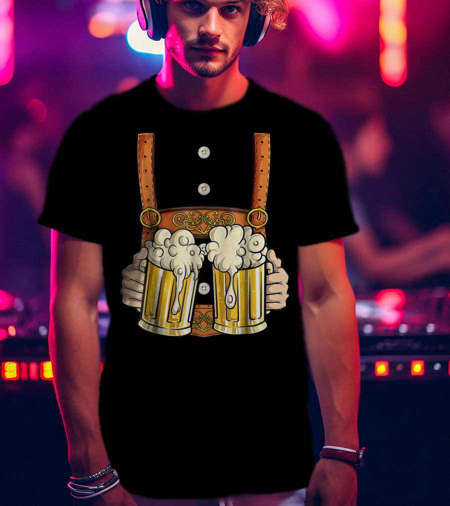 Lederhosen Costume Oktoberfest Men Prost Beer Cheers ZZ T-Shirt