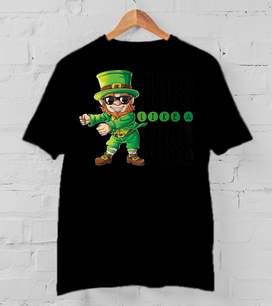 Floss Like A Boss Leprechaun In Sunglasses T-Shirt