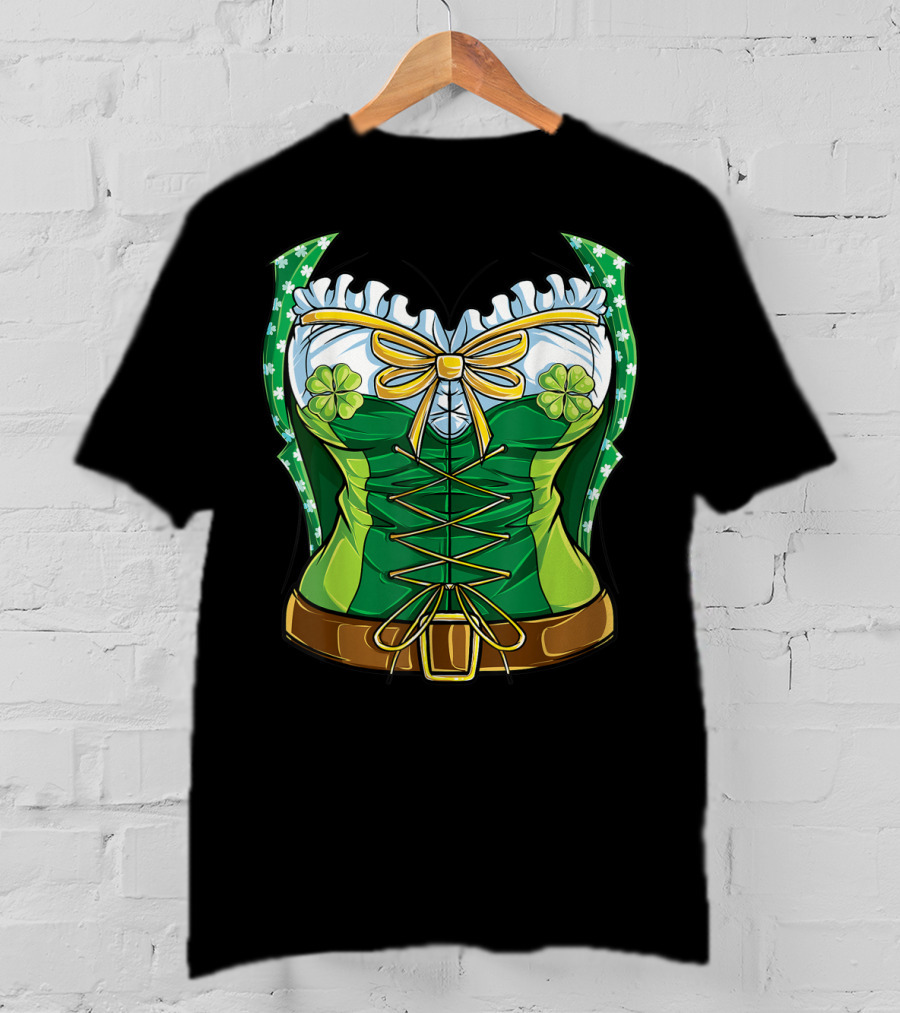 Green Leprechaun Costume St Patrick's Day Women Corset T-Shirt