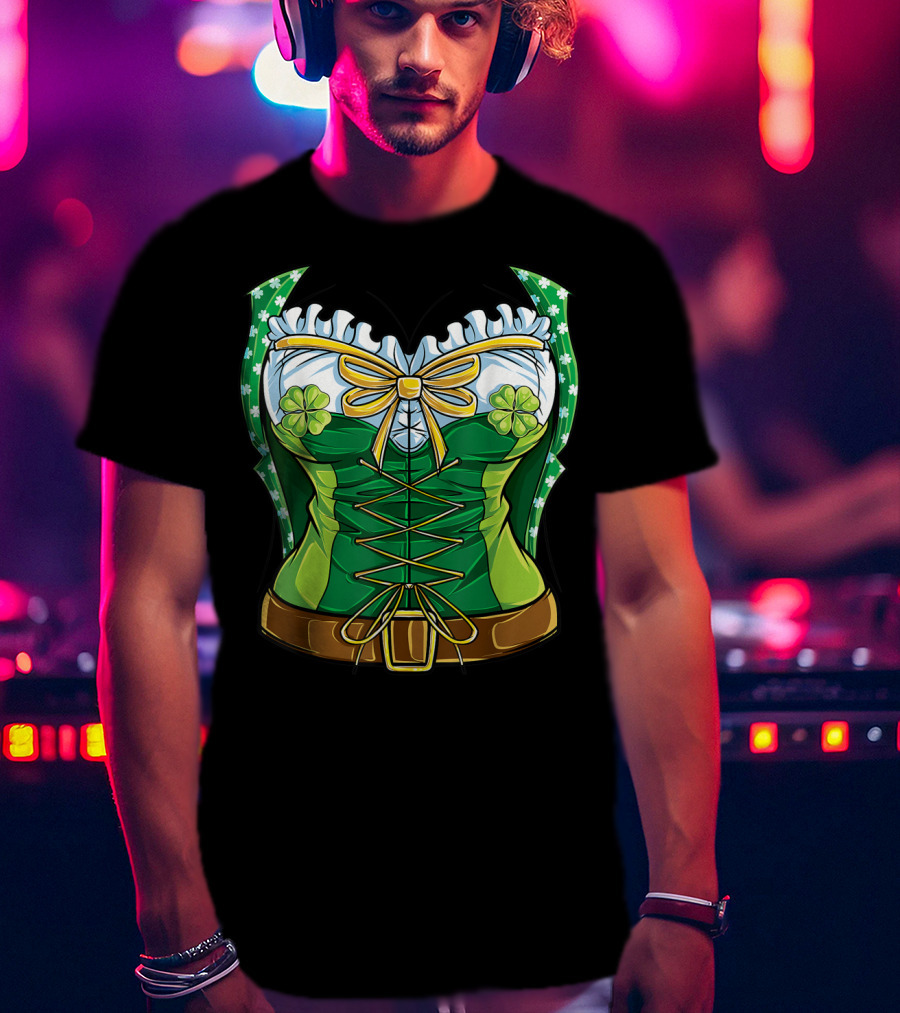 Green Leprechaun Costume St Patrick's Day Women Corset T-Shirt