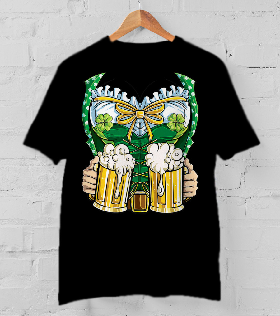 Leprechaun Girl Costume St Patricks Day Beer Clover Corset Women's Top T-Shirt