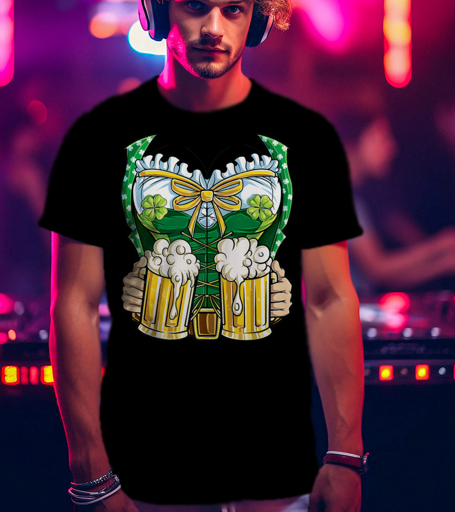 Leprechaun Girl Costume St Patricks Day Beer Clover Corset Women's Top T-Shirt