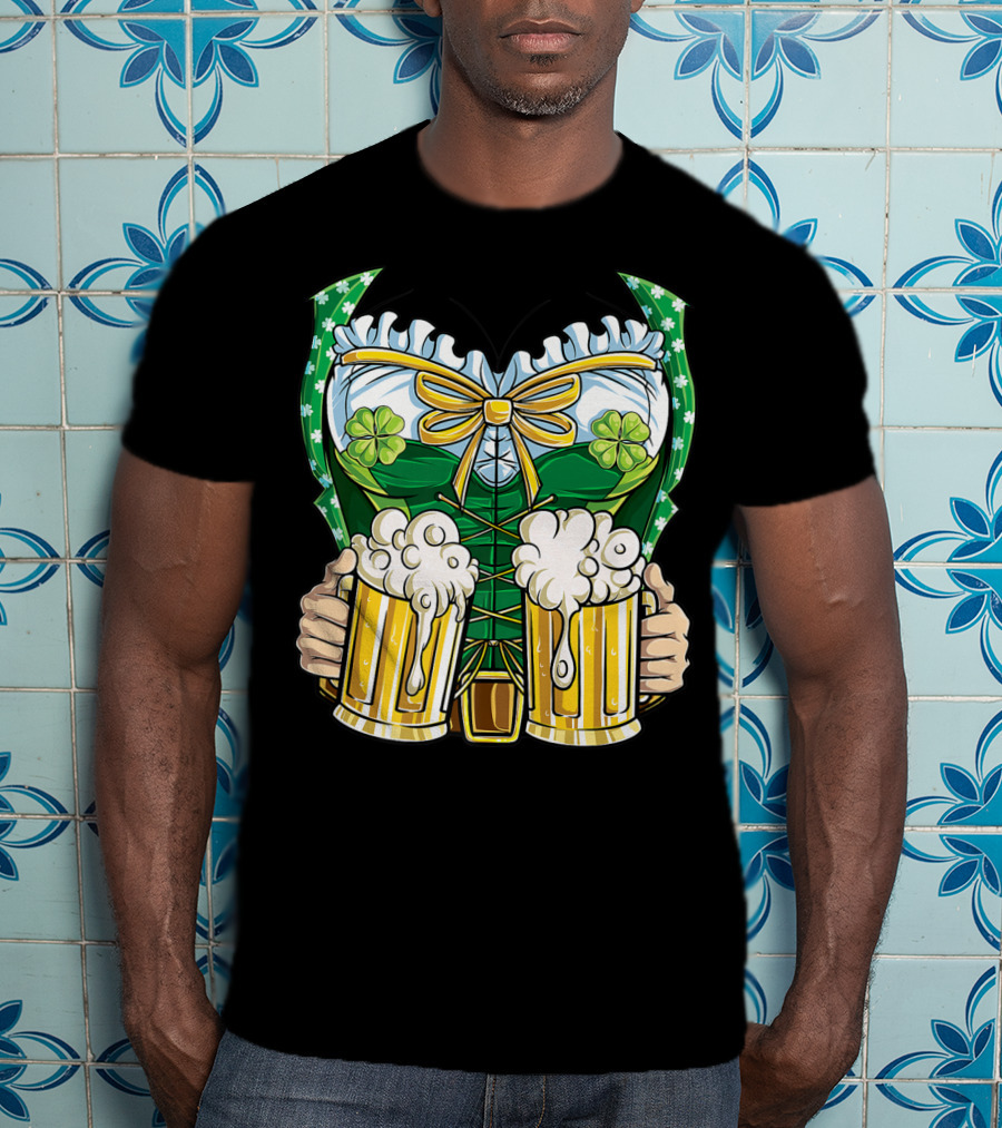 Leprechaun Girl Costume St Patricks Day Beer Clover Corset Women's Top T-Shirt