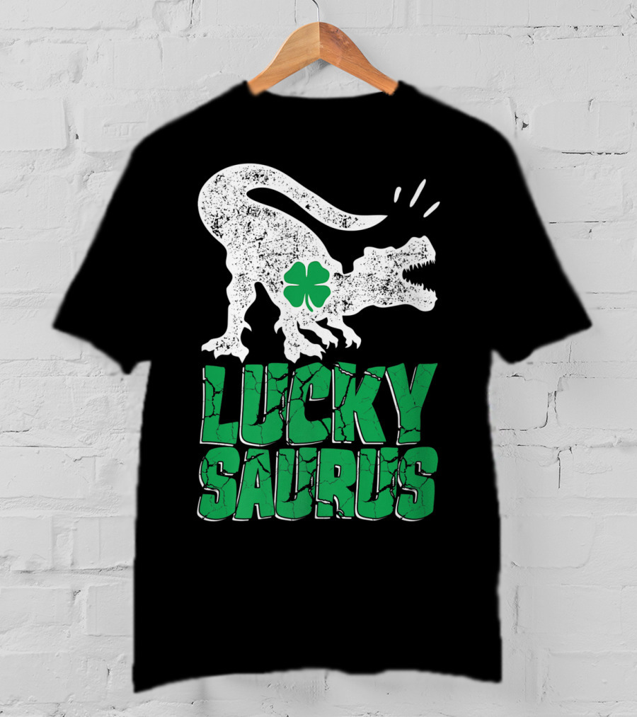 Lucky Saurus Irish Dinosaur Rex T-Shirt