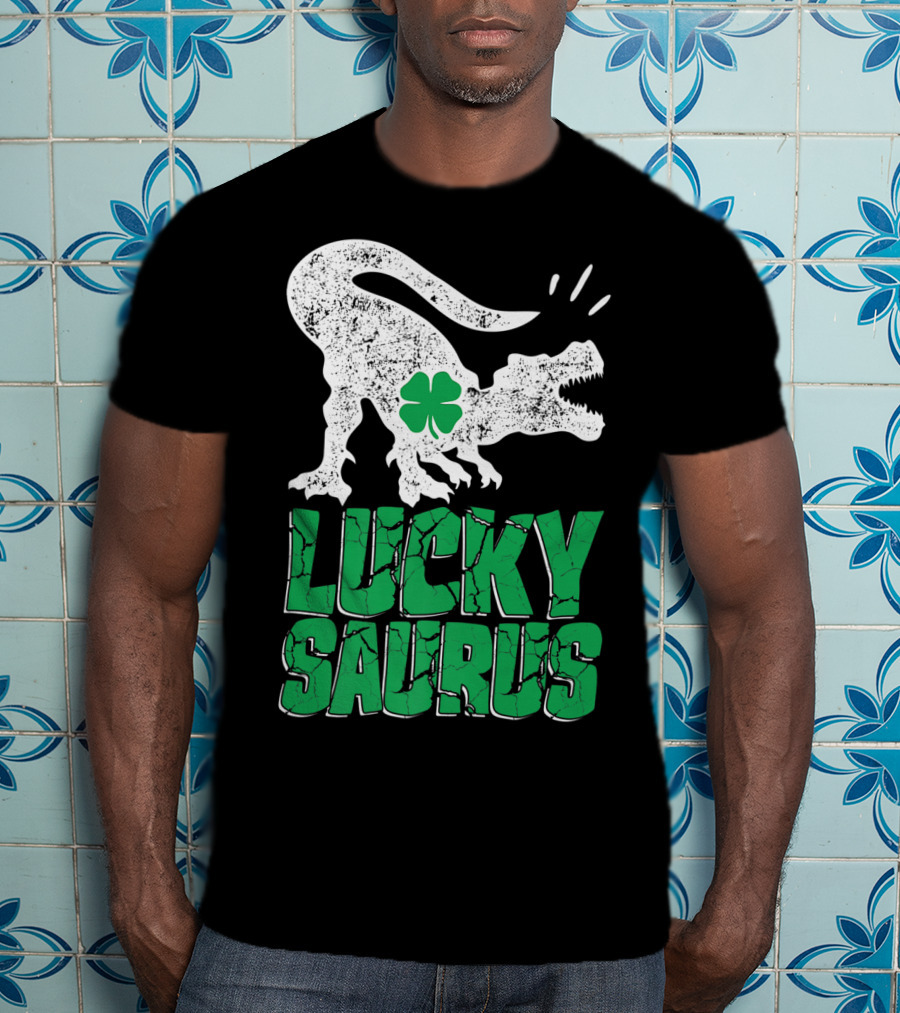 Lucky Saurus Irish Dinosaur Rex T-Shirt