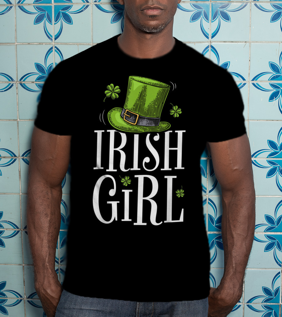 Irish Girl St Patricks Day Shamrock Hat T-Shirt